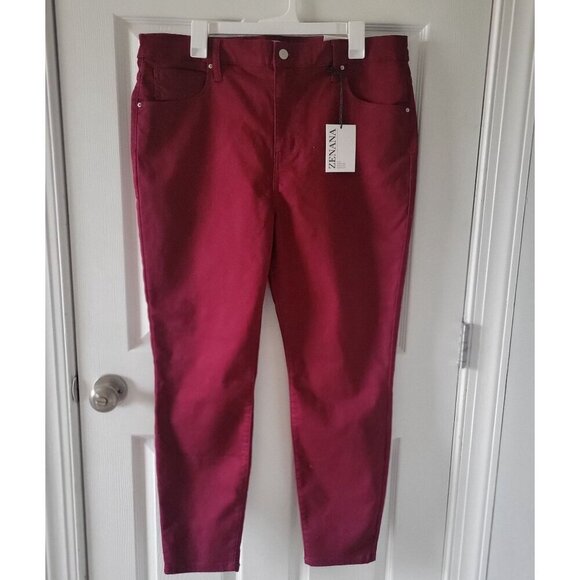 Zenana Womens Burgundy Skinny Jeans 1X - Sustainable & Ethical - Picture 2 of 9